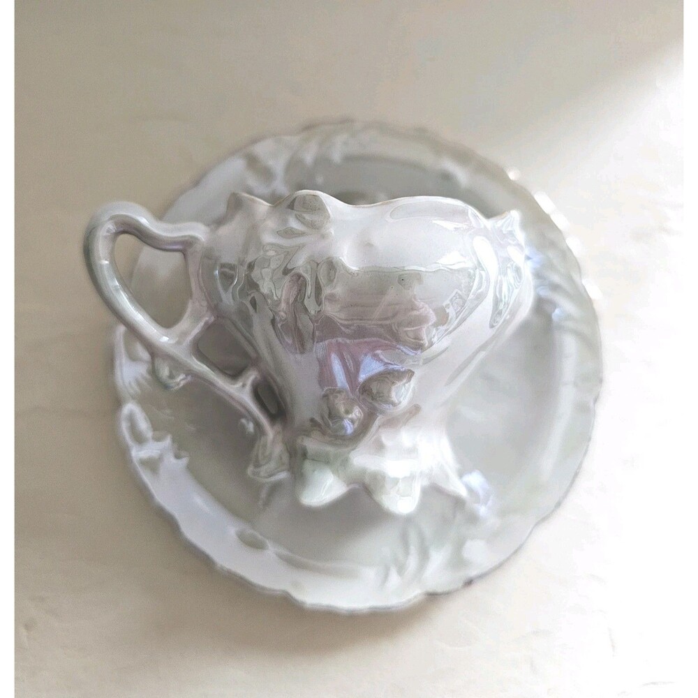 Vintage Mint Green Lusterware Miniature Cup And Saucer